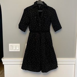 White House Black Market Dress 00 black with white small dots. Like new